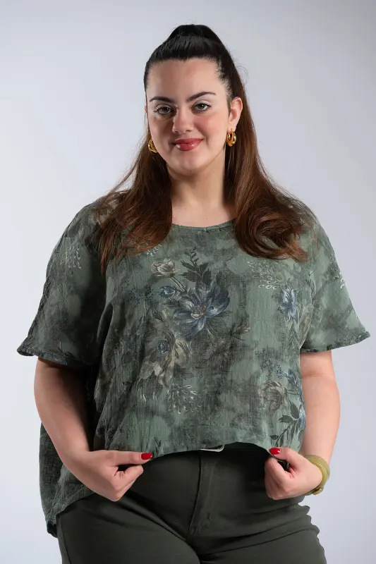 Blouse Oversized Floral Cotton 