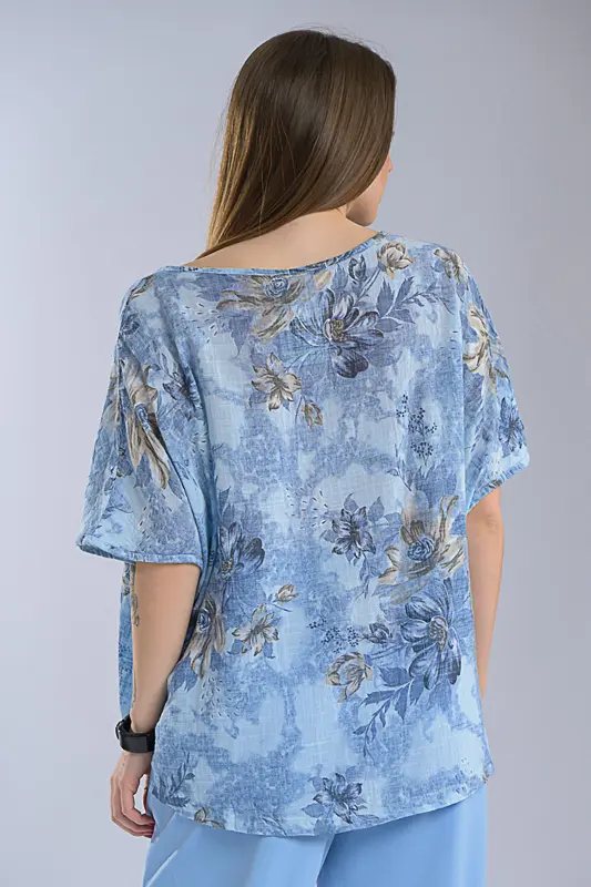 Blouse Oversized Floral Cotton 