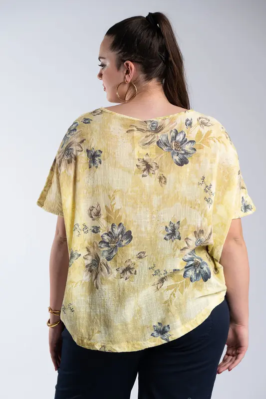 Blouse Oversized Floral Cotton 