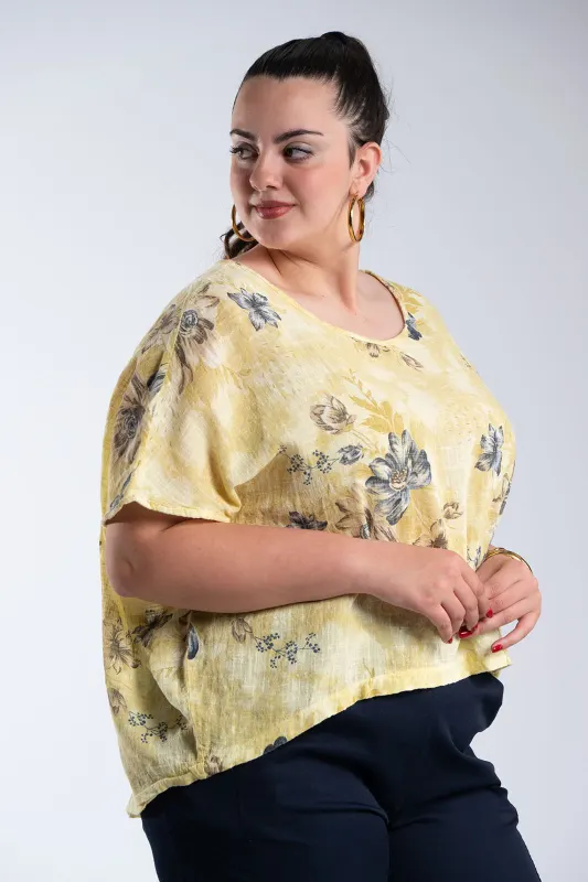 Blouse Oversized Floral Cotton 