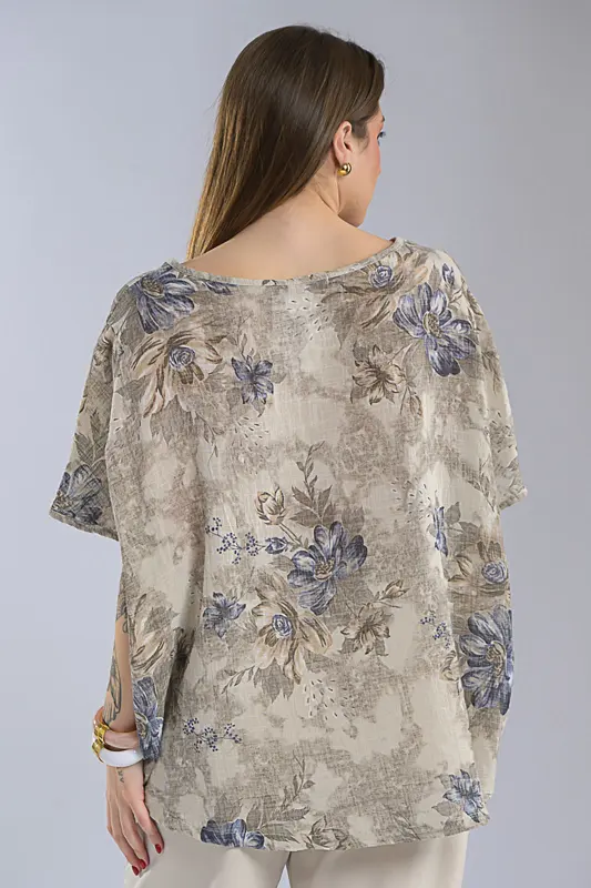 Blouse Oversized Floral Cotton 