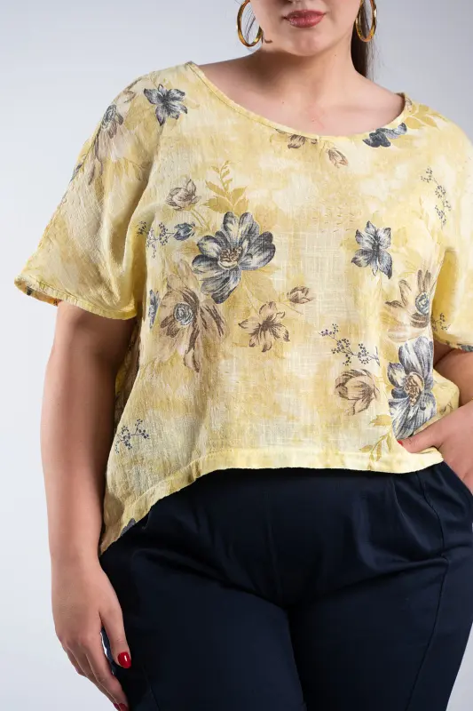 Blouse Oversized Floral Cotton 