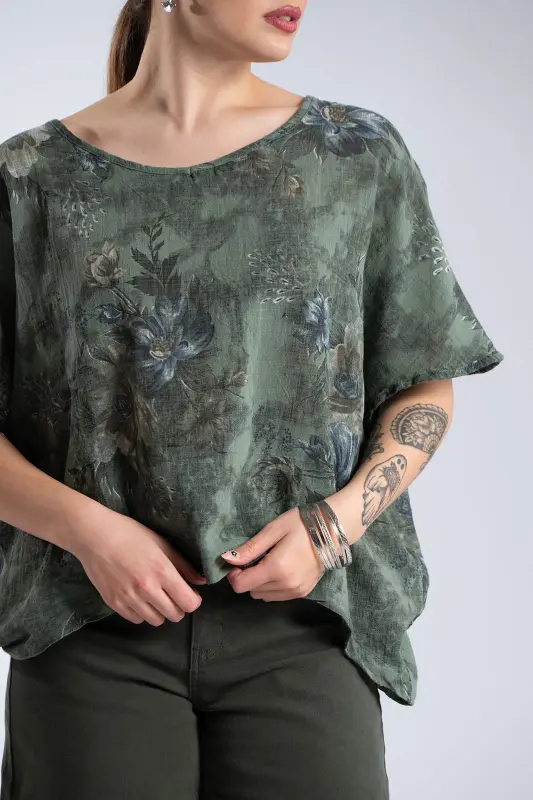Blouse Oversized Floral Cotton 