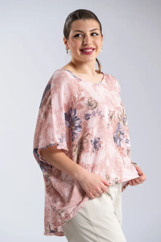 Blouse Oversized Floral Cotton 