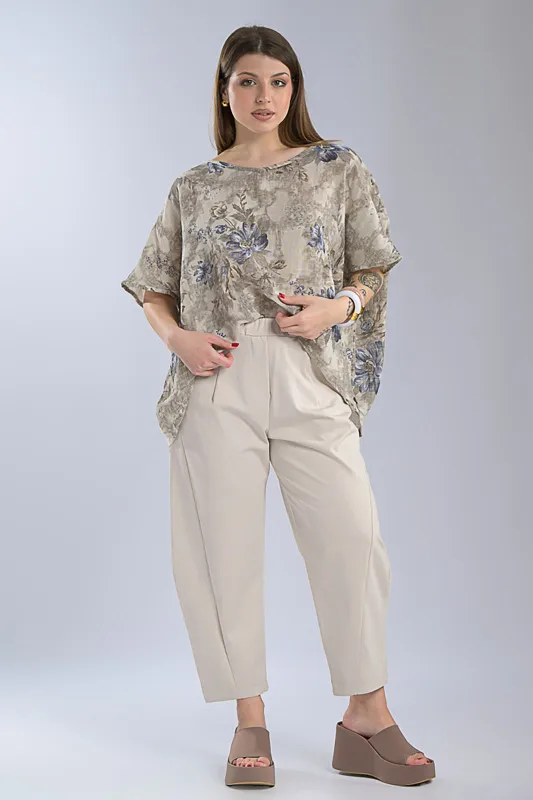 Blouse Oversized Floral Cotton 