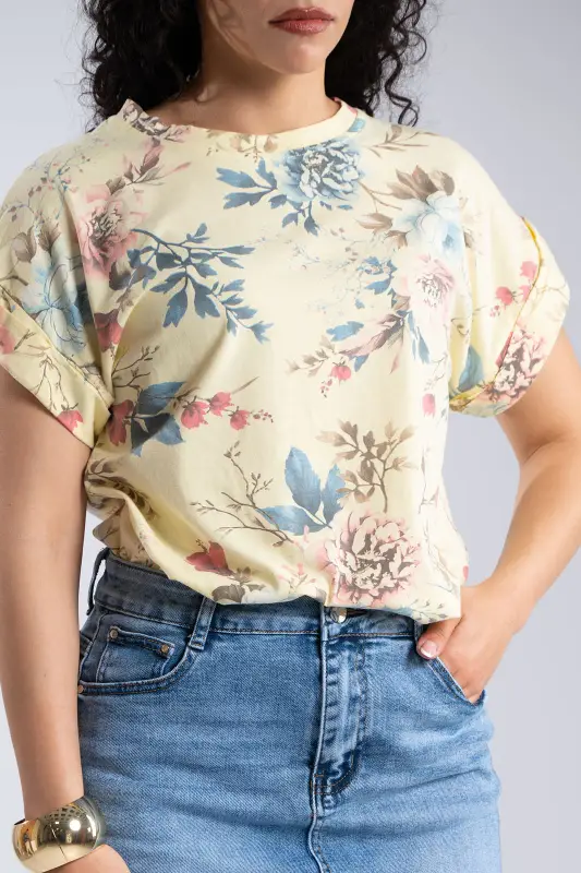 Floral Short-Sleeve Cotton T-Shirt