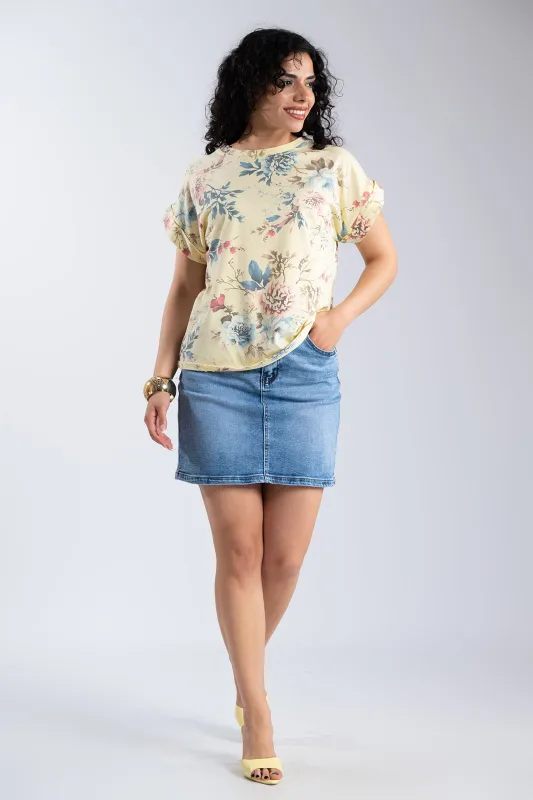 Floral Short-Sleeve Cotton T-Shirt
