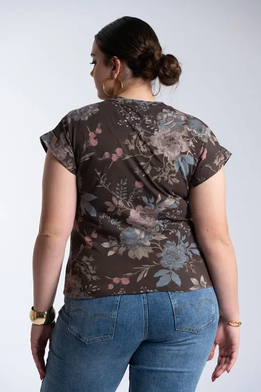 Μπλούζα Βαμβακερή Κοντομάνικη Floral