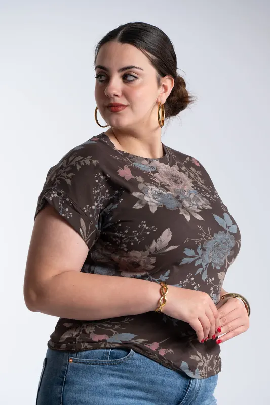 Μπλούζα Βαμβακερή Κοντομάνικη Floral