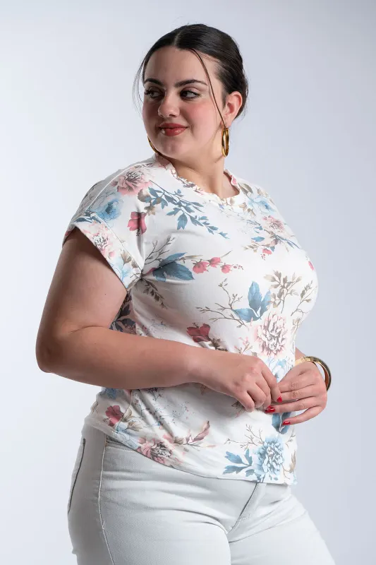 Floral Short-Sleeve Cotton T-Shirt