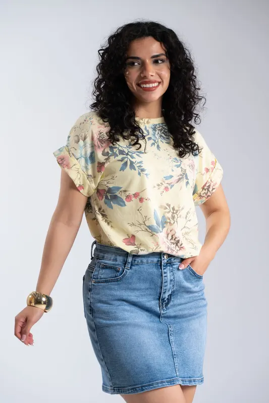 Floral Short-Sleeve Cotton T-Shirt