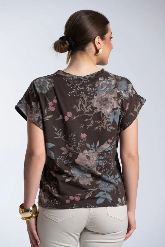 Μπλούζα Βαμβακερή Κοντομάνικη Floral