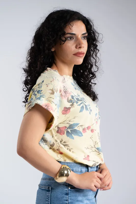 Floral Short-Sleeve Cotton T-Shirt