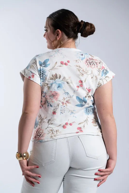 Floral Short-Sleeve Cotton T-Shirt