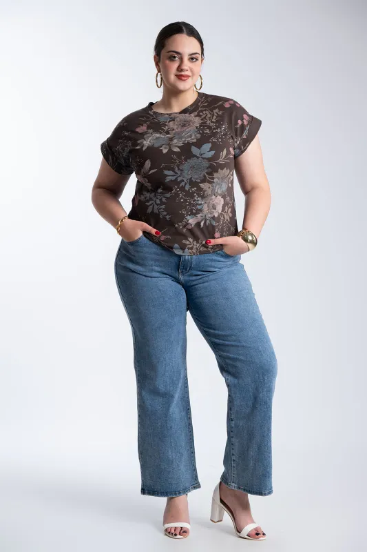 Μπλούζα Βαμβακερή Κοντομάνικη Floral