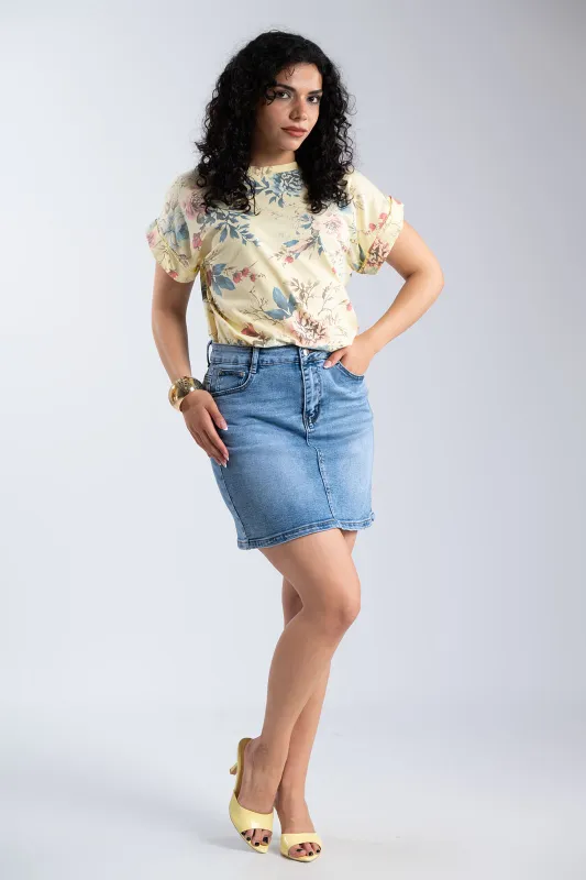Floral Short-Sleeve Cotton T-Shirt