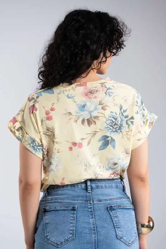 Floral Short-Sleeve Cotton T-Shirt