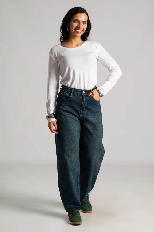 Μπλούζα Βαμβακερή Rib Μακριά Μανίκια