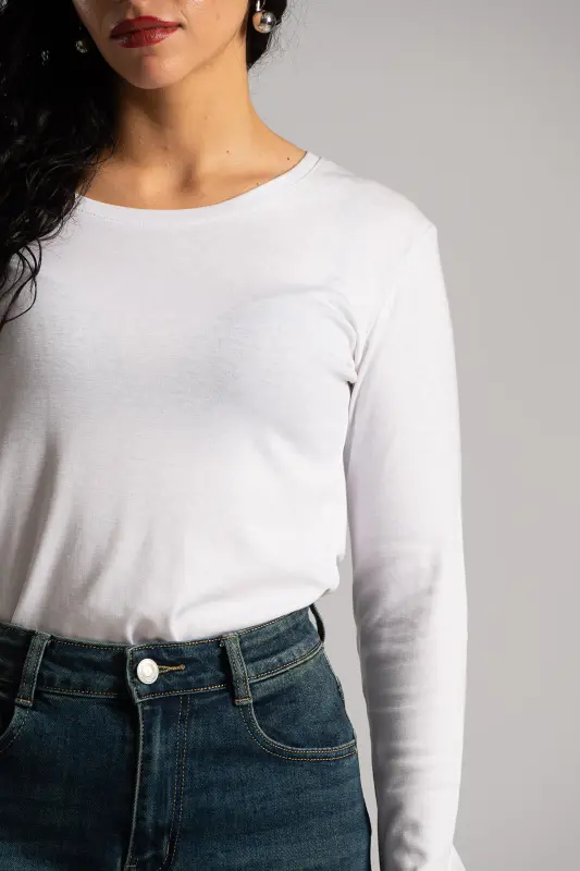 Μπλούζα Βαμβακερή Rib Μακριά Μανίκια