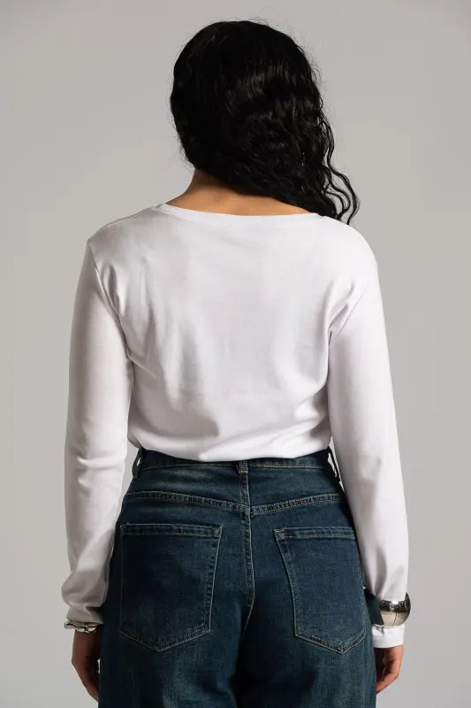 Μπλούζα Βαμβακερή Rib Μακριά Μανίκια