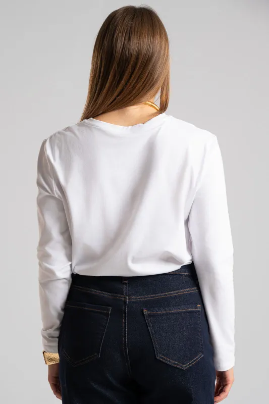 Μπλούζα Βαμβακερή Rib Μακριά Μανίκια