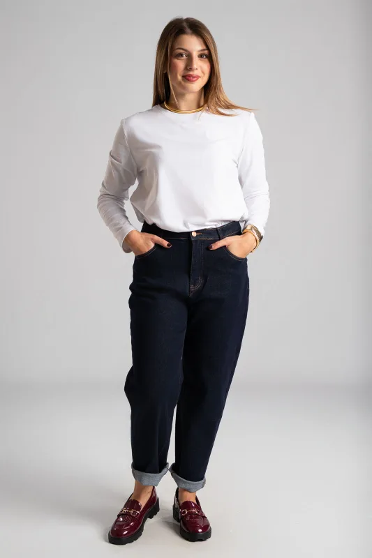 Μπλούζα Βαμβακερή Rib Μακριά Μανίκια