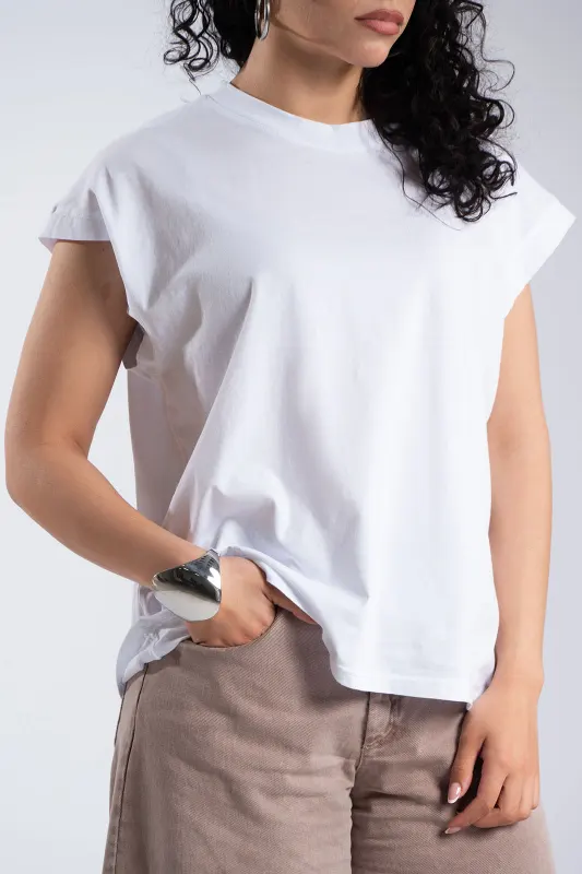 Μπλουζα Βαμβακερή Στρογγυλή Λαιμόκοψη