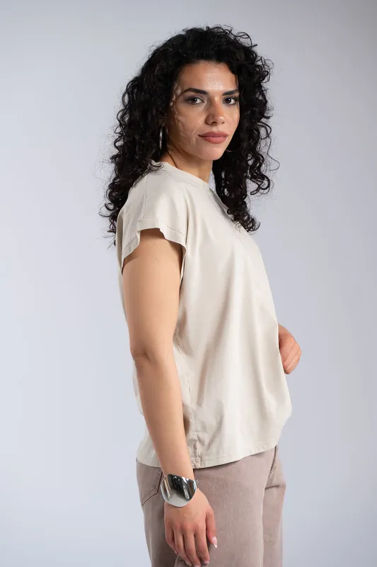 Μπλουζα Βαμβακερή Στρογγυλή Λαιμόκοψη