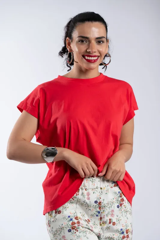 Μπλουζα Βαμβακερή Στρογγυλή Λαιμόκοψη