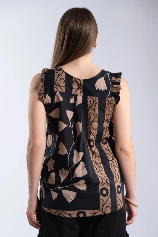 Blouse Pleat Floral Cotton