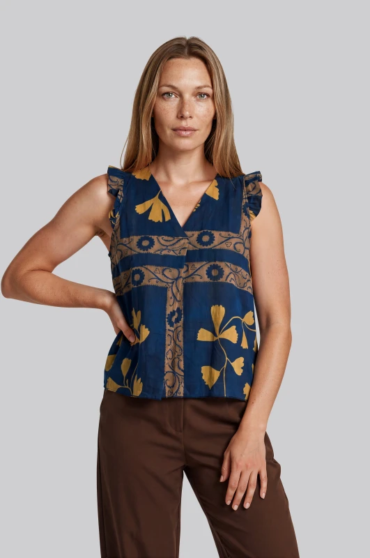 Μπλουζα Βαμβακερή V Πιετα Floral