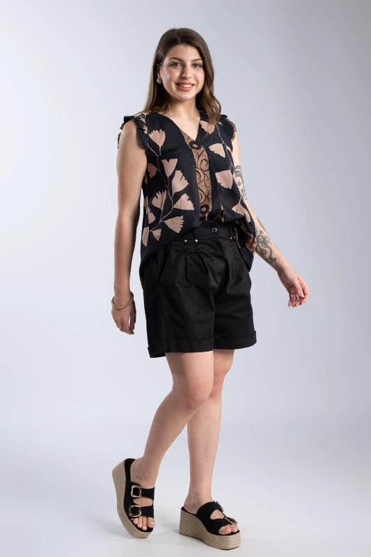 Blouse Pleat Floral Cotton