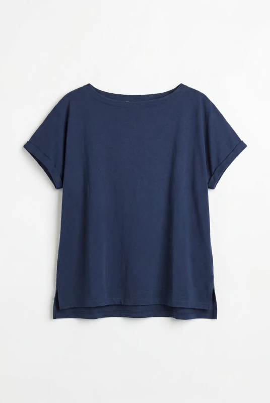 Cotton T-Shirt Smile Neckline 