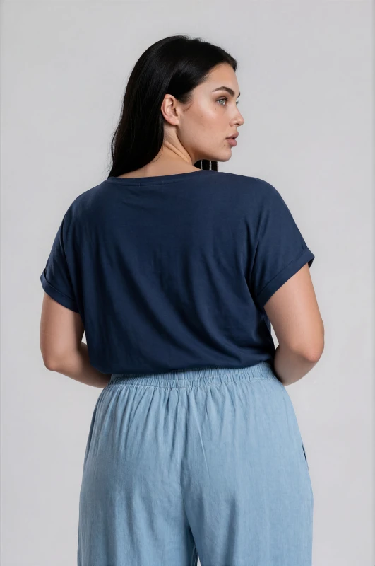 Cotton T-Shirt Smile Neckline 