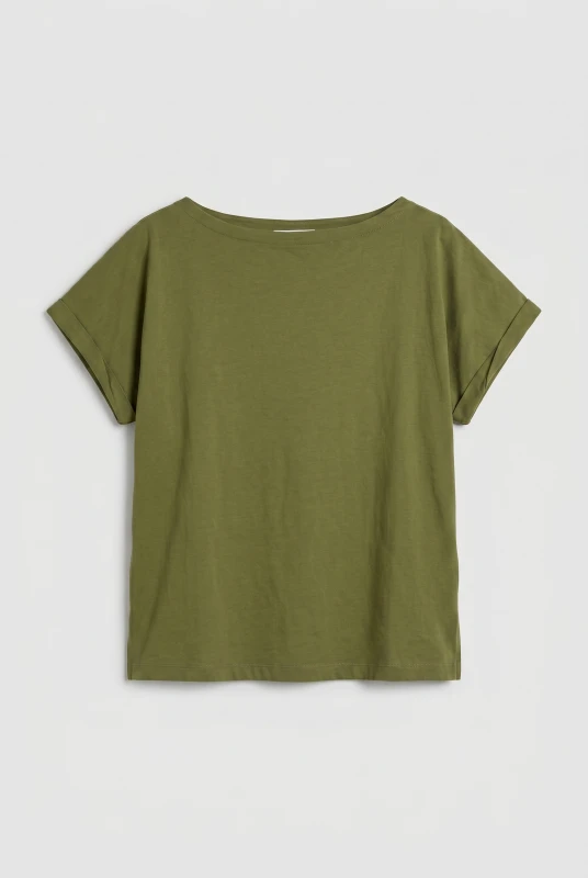 Cotton T-Shirt Smile Neckline 
