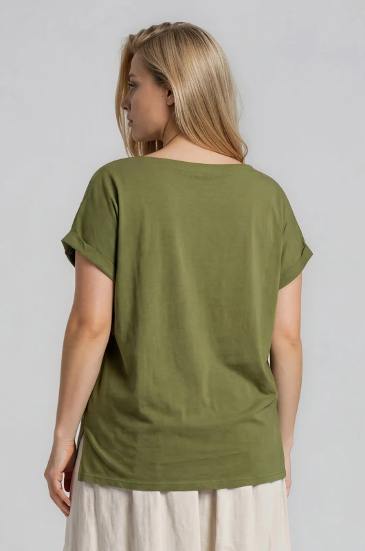 Cotton T-Shirt Smile Neckline 