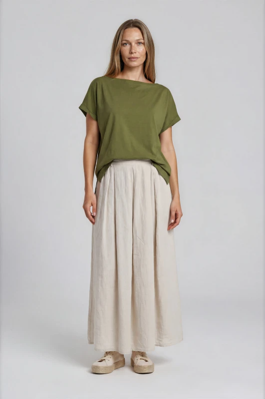 Cotton T-Shirt Smile Neckline 