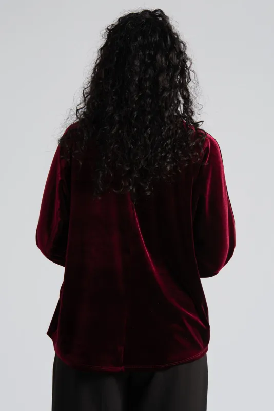 Velvet Batwing Sleeve Blouse
