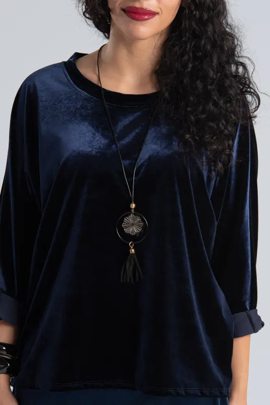 Μπλούζα Velvet Νυχτερίδα Μανίκι