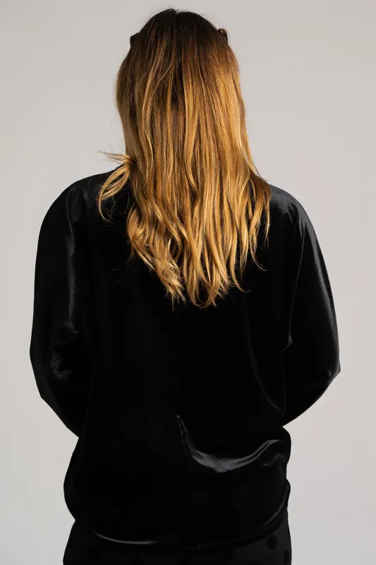 Velvet Batwing Sleeve Blouse