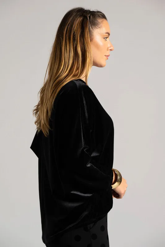 Velvet Batwing Sleeve Blouse