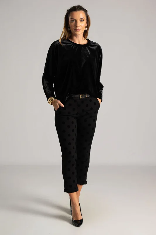 Velvet Batwing Sleeve Blouse