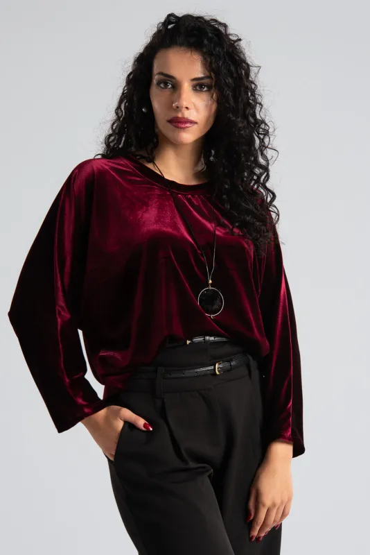 Μπλούζα Velvet Νυχτερίδα Μανίκι