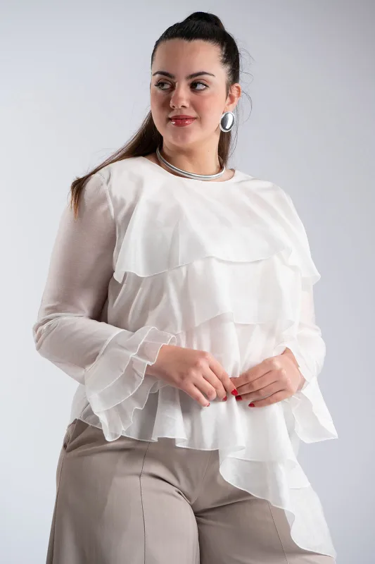 Asymmetrical Ruffle Blouse 