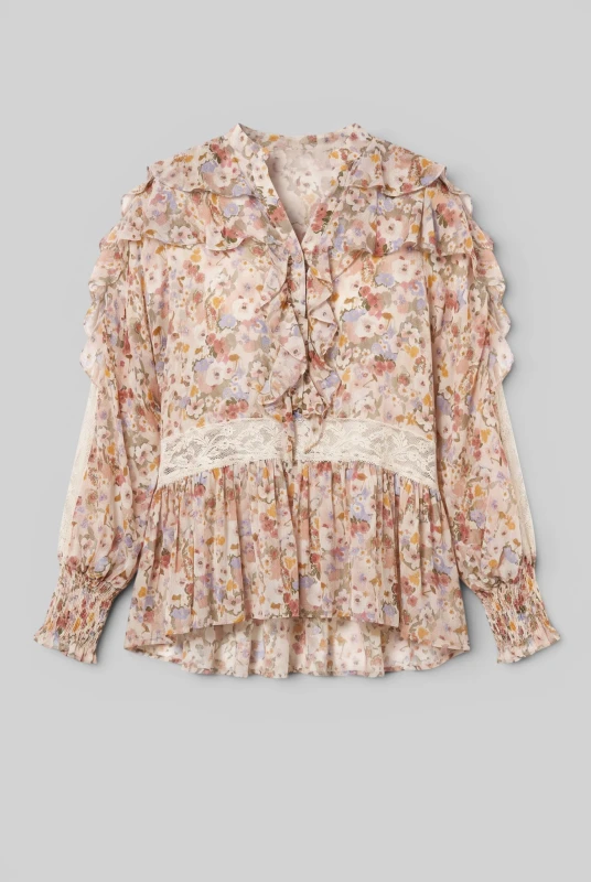 Blouse with ruffles Lace detail