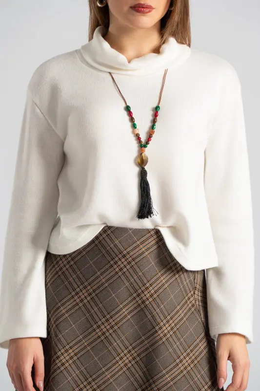 Blouse Loose Turtleneck Necklace 