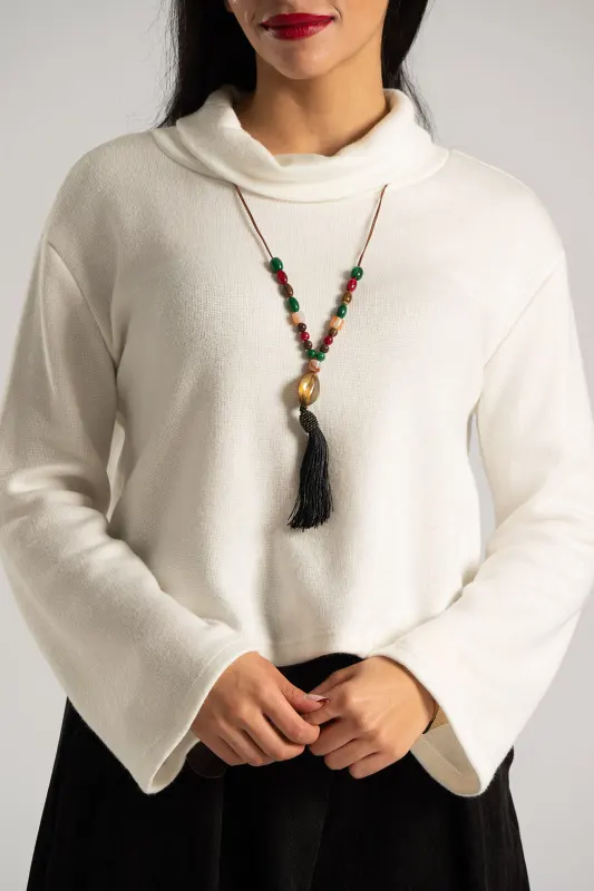 Blouse Loose Turtleneck Necklace 
