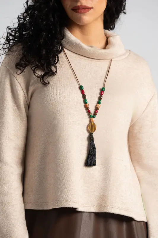 Blouse Loose Turtleneck Necklace 