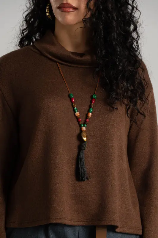 Blouse Loose Turtleneck Necklace 