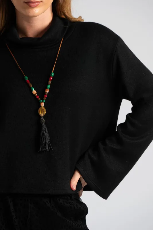 Blouse Loose Turtleneck Necklace 